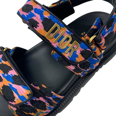 クリスチャンディオール CHRISTIAN DIOR DIORACT サンダル 靴 シューズ レザー ブラック マルチカラー ロゴ ベルクロストラップ