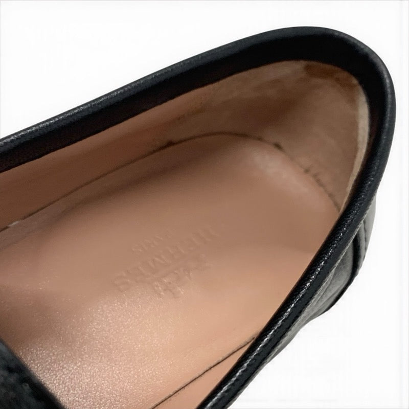 エルメス HERMES パリ ローファー 革靴 靴 シューズ レザー ブラック 黒 シルバー H金具 モカシン フラットシューズ