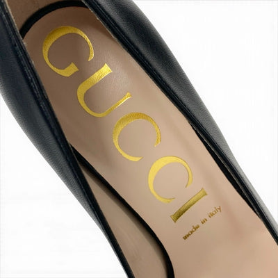 グッチ GUCCI パンプス 靴 シューズ レザー ブラック 黒 ゴールド ホースビット