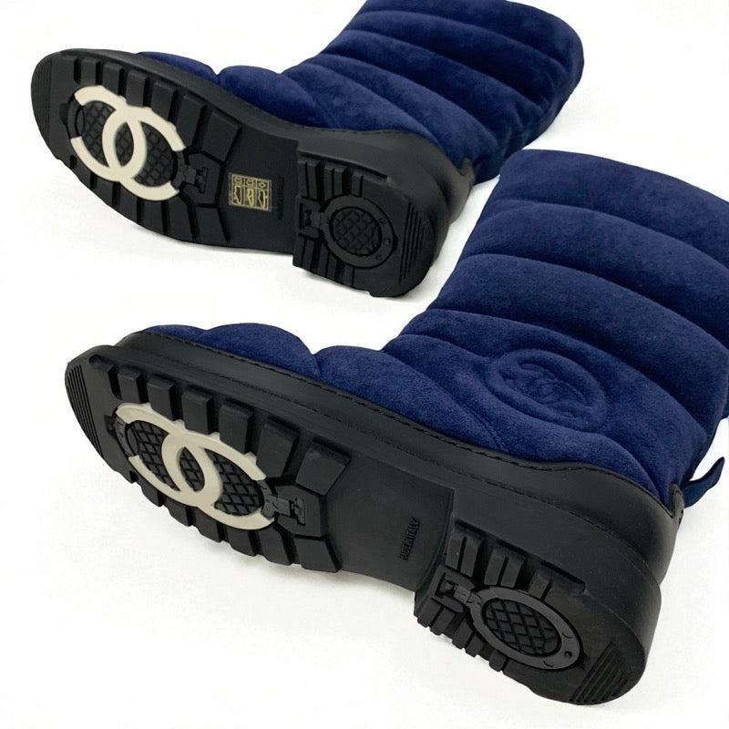 シャネル CHANEL ブーツ ショートブーツ 靴 シューズ スエード ネイビー ブラック ミドルブーツ スノーブーツ