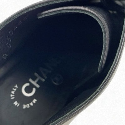 シャネル CHANEL ブーツ ショートブーツ 靴 シューズ レザー ブラック 黒 レースアップ パール ブーティ