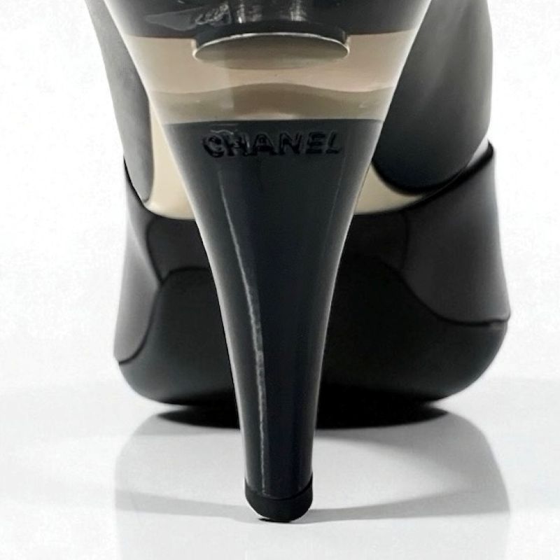 シャネル CHANEL ブーツ ショートブーツ 靴 シューズ レザー ブラック 黒 レースアップ パール ブーティ