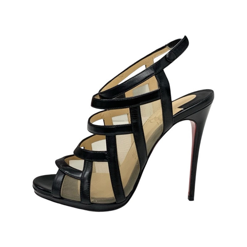 クリスチャンルブタン Christian Louboutin サンダル 靴 シューズ レザー メッシュ ブラック 黒 アンクルストラップ