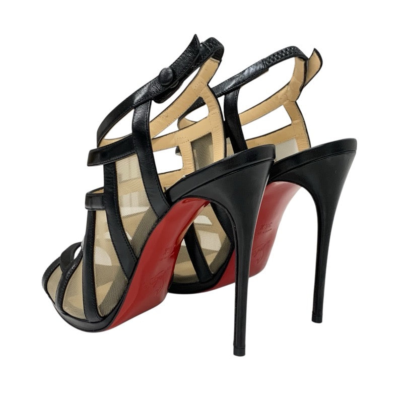 クリスチャンルブタン Christian Louboutin サンダル 靴 シューズ レザー メッシュ ブラック 黒 アンクルストラップ