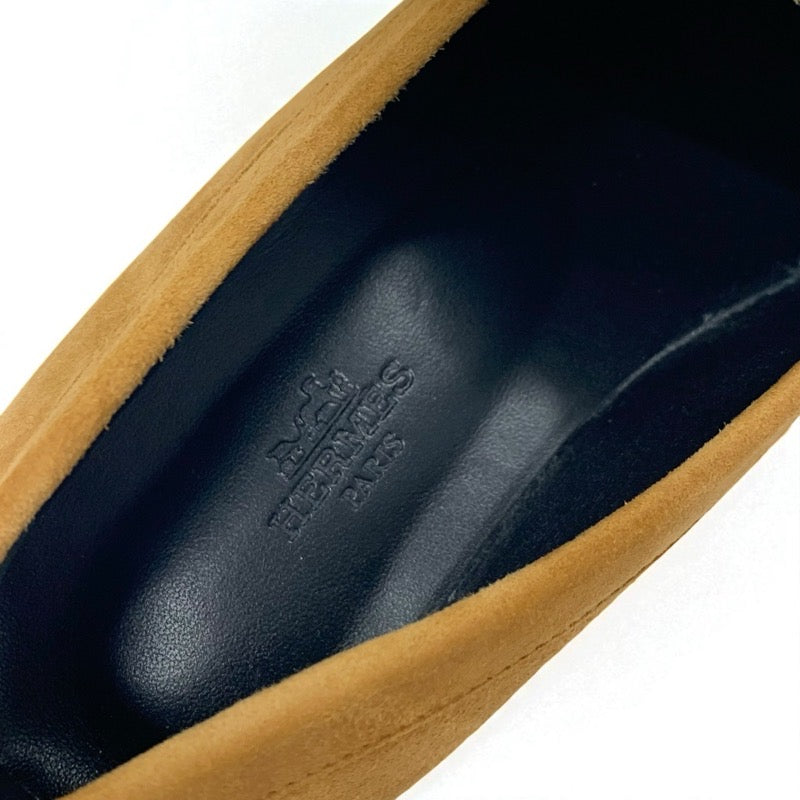 エルメス HERMES フォーブル ローファー 革靴 靴 シューズ スエード ブラウン シルバー H金具 モカシン フラットシューズ