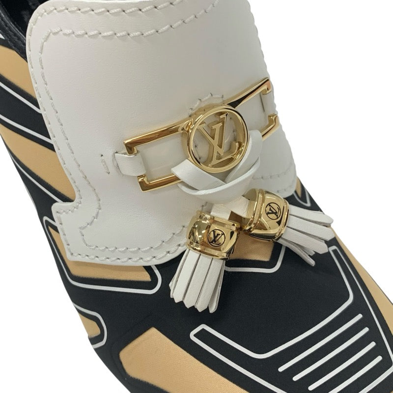 ルイヴィトン LOUIS VUITTON スウィフトライン モノグラム パンプス 靴 シューズ レザー ファブリック ブラック ベージュ ホワイト LVロゴ