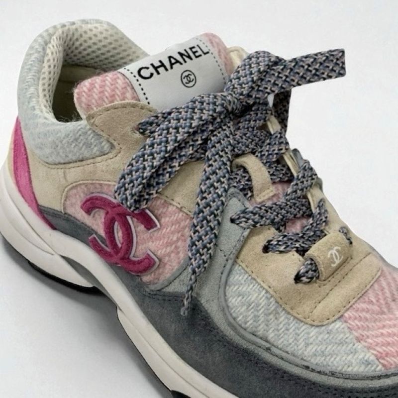 シャネル CHANEL スニーカー 靴 シューズ ファブリック スエード マルチカラー ココマーク
