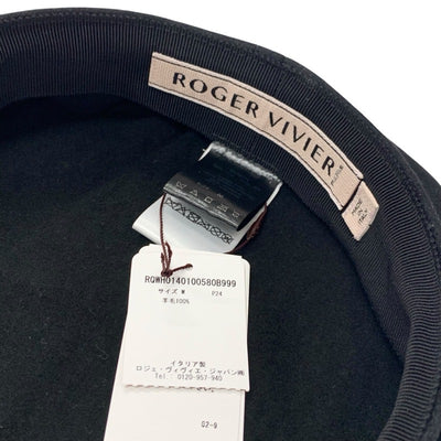 ロジェヴィヴィエ Roger Vivier 帽子 ブラック 黒 セーラーキャップ ブロッシュ ヴィヴィエ ストラスバックル ビジュー キャスケット ロゴ