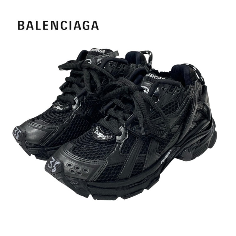 バレンシアガ BALENCIAGA ランナー スニーカー 靴 シューズ メッシュ ファブリック ブラック 黒 未使用 ロゴ