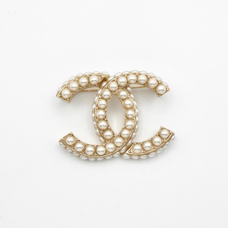 シャネル CHANEL ブローチ コサージュ ゴールド ホワイト ココマーク
