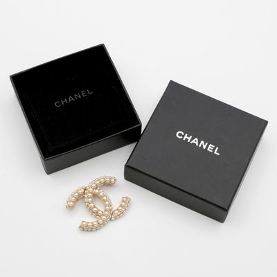 シャネル CHANEL ブローチ コサージュ ゴールド ホワイト ココマーク