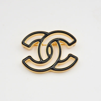 シャネル CHANEL ブローチ コサージュ ゴールド ブラック ココマーク