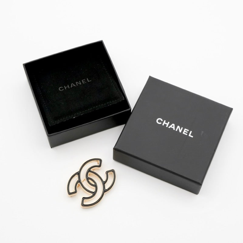 シャネル CHANEL ブローチ コサージュ ゴールド ブラック ココマーク