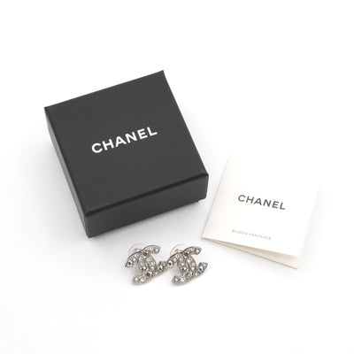 シャネル CHANEL ピアス イヤリング シルバー ココマーク ラインストーン ハート