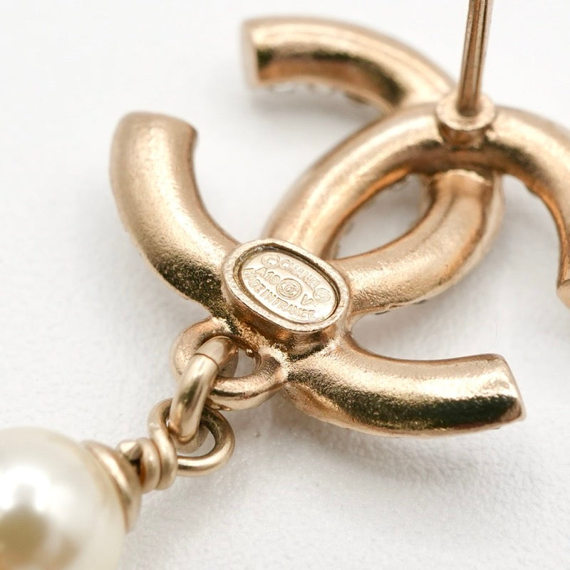 シャネル CHANEL ピアス イヤリング ゴールド ホワイト ココマーク ラインストーン