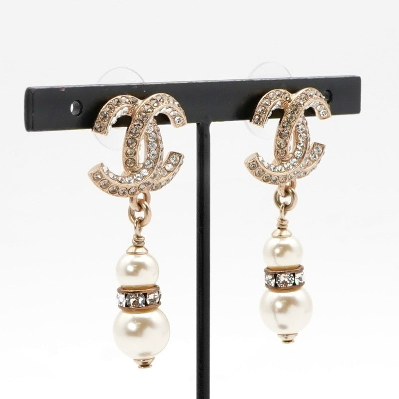 シャネル CHANEL ピアス イヤリング ゴールド ホワイト ココマーク ラインストーン