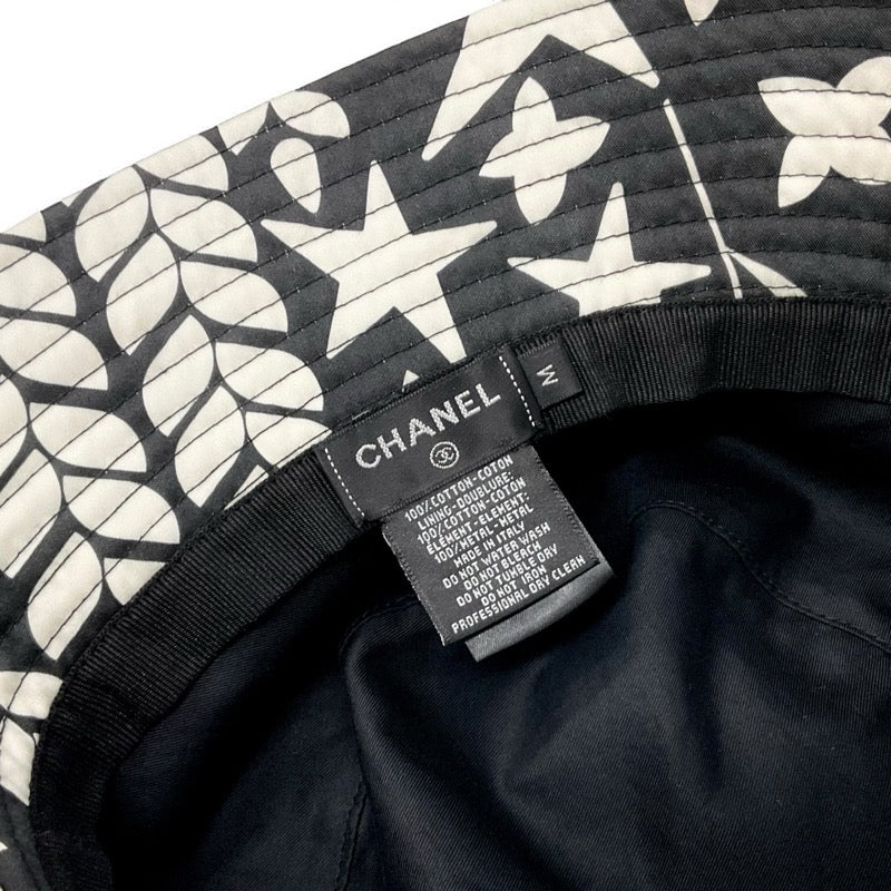 シャネル CHANEL 帽子 コットン ブラック ホワイト バケットハット ココマーク ロゴ