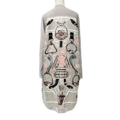 エルメス HERMES アウター 絹 グレー ブラウン カーディガン