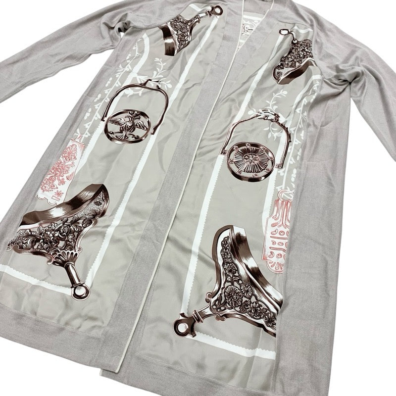 エルメス HERMES アウター 絹 グレー ブラウン カーディガン