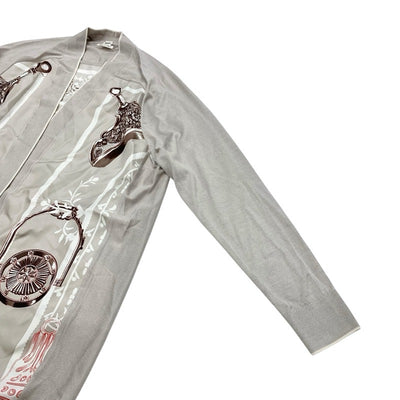 エルメス HERMES アウター 絹 グレー ブラウン カーディガン