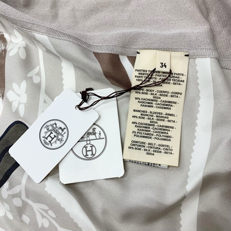 エルメス HERMES アウター 絹 グレー ブラウン カーディガン