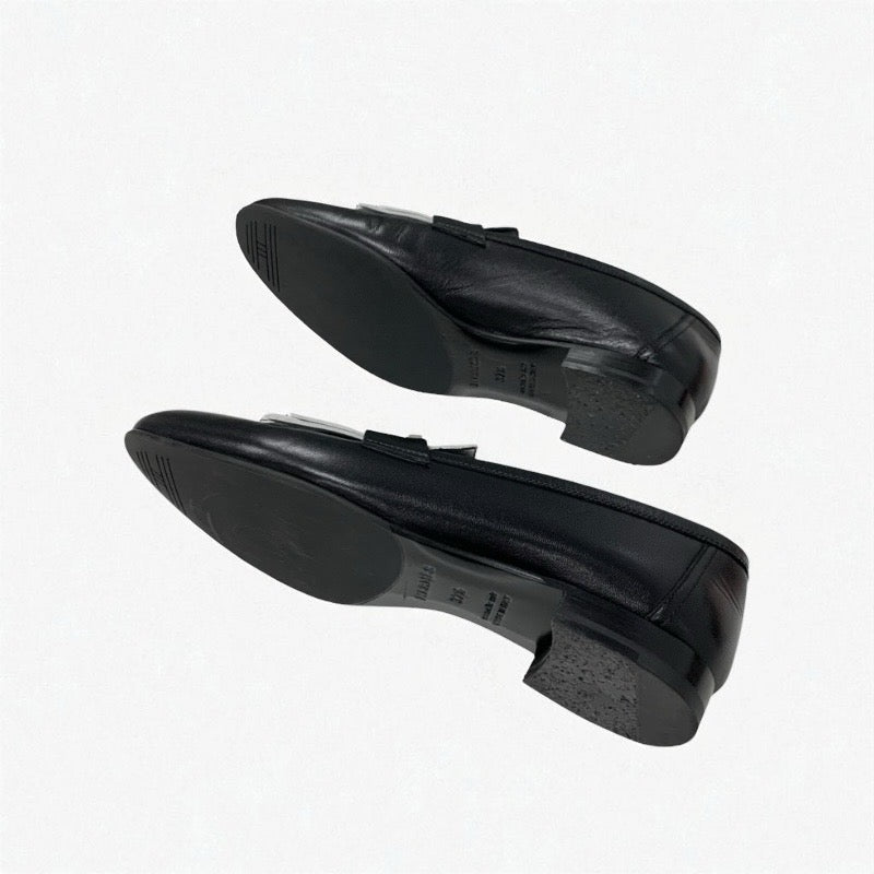 エルメス HERMES ロワイヤル ローファー 革靴 靴 シューズ レザー ブラック ホワイト 黒 H金具 フリンジ モカシン フラットシューズ