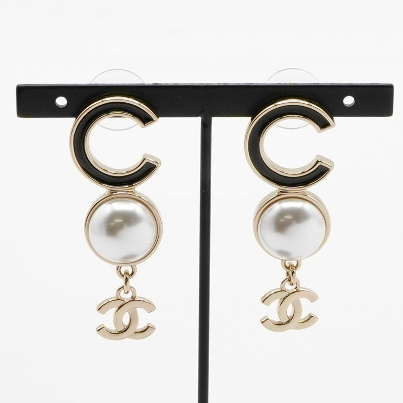 シャネル CHANEL ピアス イヤリング ゴールド ブラック ココマーク ロゴ パール