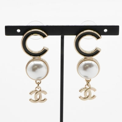 シャネル CHANEL ピアス イヤリング ゴールド ブラック ココマーク ロゴ パール