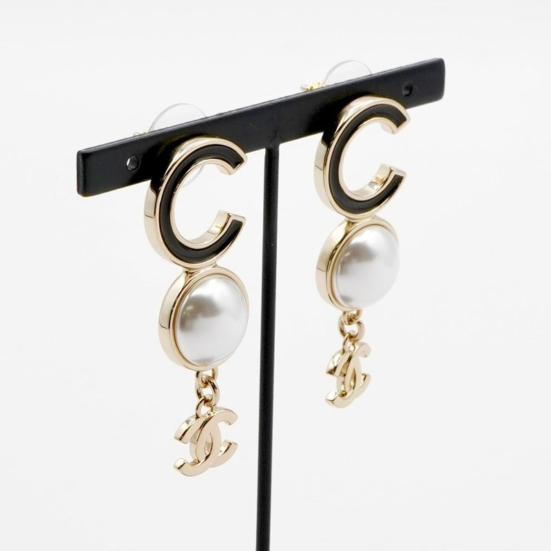 シャネル CHANEL ピアス イヤリング ゴールド ブラック ココマーク ロゴ パール