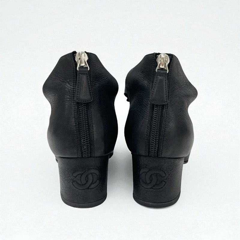 シャネル CHANEL パンプス 靴 シューズ レザー ブラック 黒 ココマーク リボン スター ラインストーン