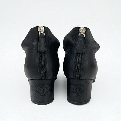 シャネル CHANEL パンプス 靴 シューズ レザー ブラック 黒 ココマーク リボン スター ラインストーン