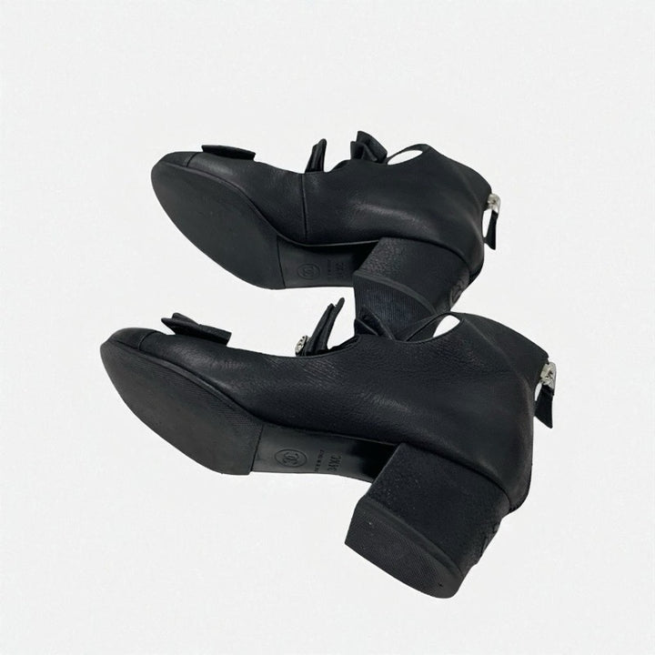 美品　CHANEL　シャネル　スター　ラインストーン　パンプス　ブラック シャネル CHANEL パンプス 靴 シューズ レザー ブラック 黒 ココマーク