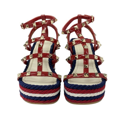 ヴァレンティノ VALENTINO サンダル 靴 シューズ レザー レッド ロックスタッズ ウェッジソール