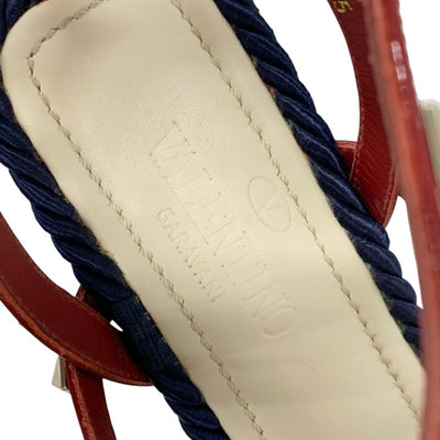 ヴァレンティノ VALENTINO サンダル 靴 シューズ レザー レッド ロックスタッズ ウェッジソール
