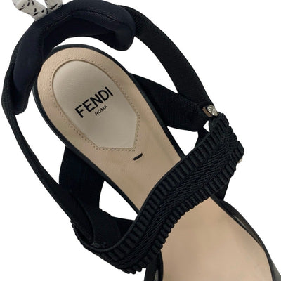 フェンディ FENDI コリブリ パンプス 靴 シューズ ファブリック メッシュ ブラック 黒 スリングバック