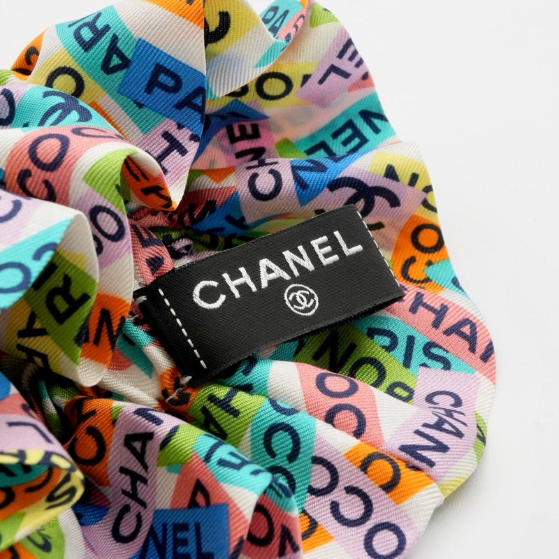 シャネル CHANEL ヘアアクセサリー シルク マルチカラー ココマーク ロゴ リボン シュシュ ヘアゴム