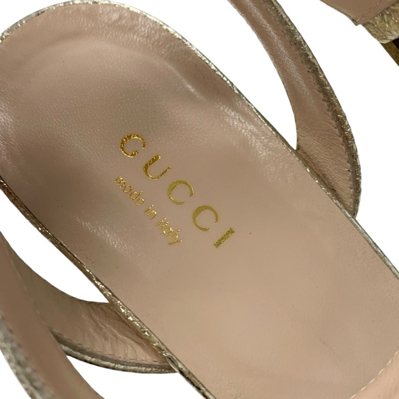 グッチ GUCCI ダブルG サンダル 靴 シューズ レザー ゴールド GGマーモント プラットフォーム ストラップ