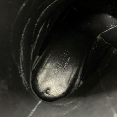 グッチ GUCCI ブーツ ショートブーツ 靴 シューズ レザー ブラック ゴールド チェーンベルト