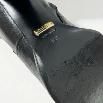 グッチ GUCCI ブーツ ショートブーツ 靴 シューズ レザー ブラック ゴールド チェーンベルト