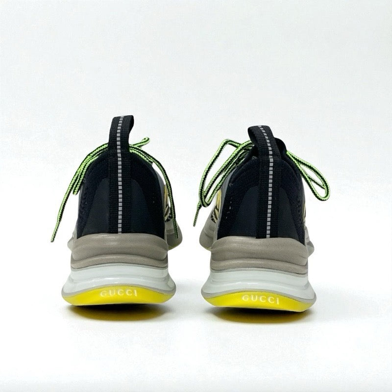 グッチ GUCCI RUN スニーカー 靴 シューズ ファブリック ブラック イエロー 未使用 インターロッキングG ロゴ