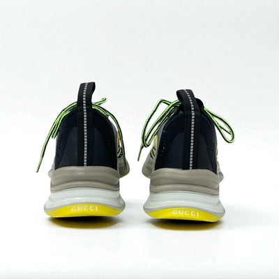 グッチ GUCCI RUN スニーカー 靴 シューズ ファブリック ブラック イエロー 未使用 インターロッキングG ロゴ