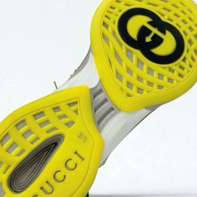 グッチ GUCCI RUN スニーカー 靴 シューズ ファブリック ブラック イエロー 未使用 インターロッキングG ロゴ