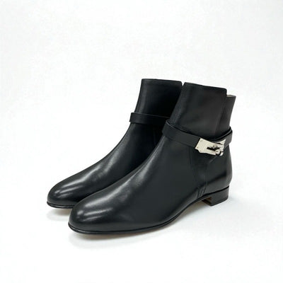 エルメス HERMES ネオ ブーツ ショートブーツ 靴 シューズ レザー ブラック シルバー 未使用 ケリー金具