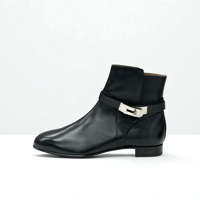 エルメス HERMES ネオ ブーツ ショートブーツ 靴 シューズ レザー ブラック シルバー 未使用 ケリー金具