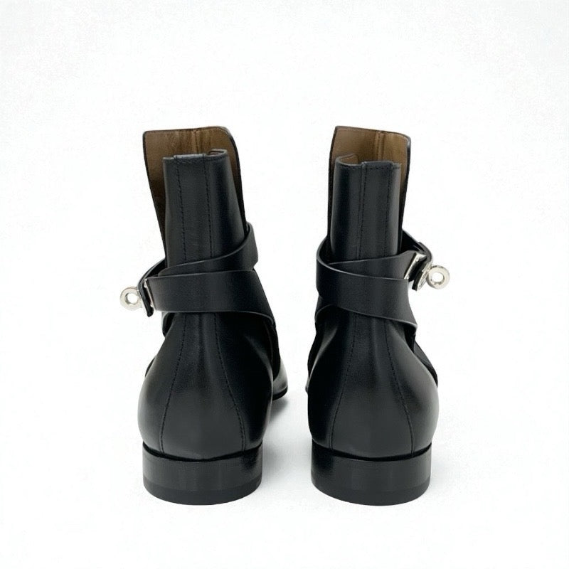 エルメス HERMES ネオ ブーツ ショートブーツ 靴 シューズ レザー ブラック シルバー 未使用 ケリー金具