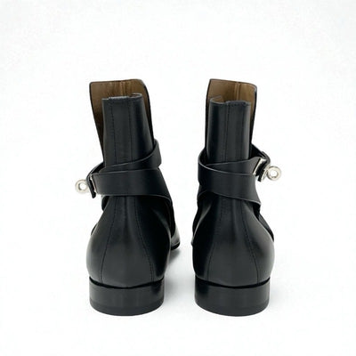 エルメス HERMES ネオ ブーツ ショートブーツ 靴 シューズ レザー ブラック シルバー 未使用 ケリー金具