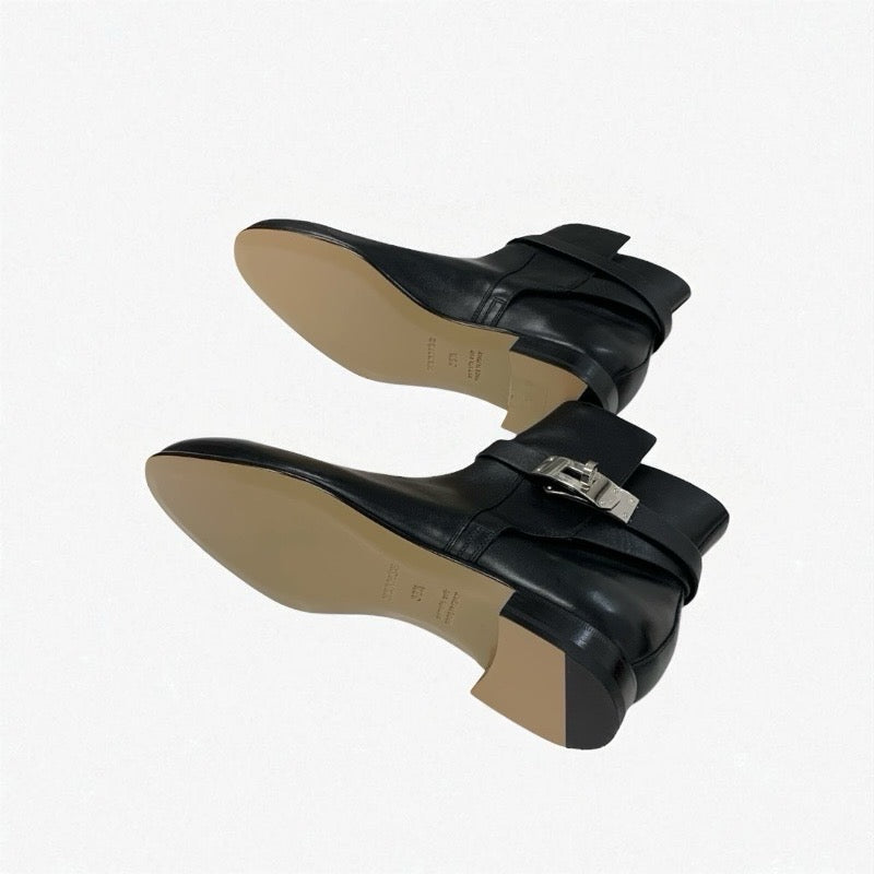 エルメス HERMES ネオ ブーツ ショートブーツ 靴 シューズ レザー ブラック シルバー 未使用 ケリー金具