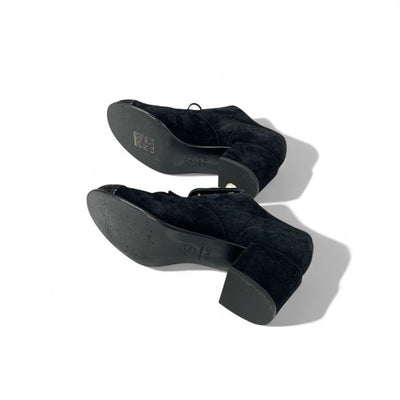 シャネル CHANEL ローファー 革靴 靴 シューズ スエード パテント ブラック パール ココマーク レースアップ