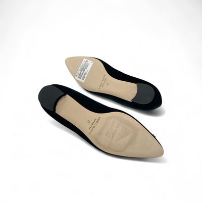 マノロブラニク MANOLO BLAHNIK ハンギシ フラットシューズ 靴 シューズ ベロア グリーン ビジュー フラットパンプス