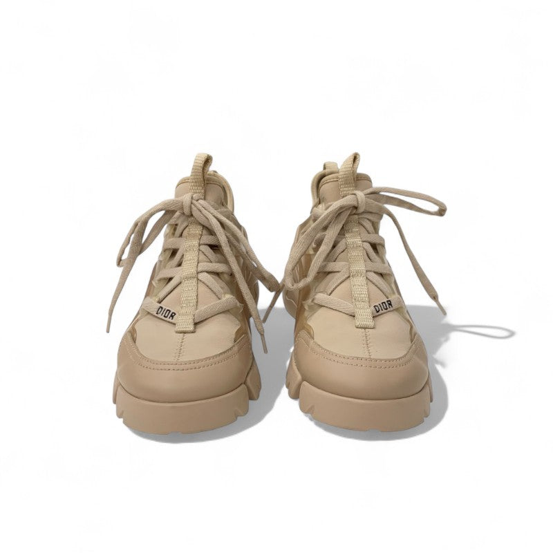 クリスチャンディオール CHRISTIAN DIOR D-Connect スニーカー 靴 シューズ ラバー ファブリック レザー ピンクベージュ ロゴ